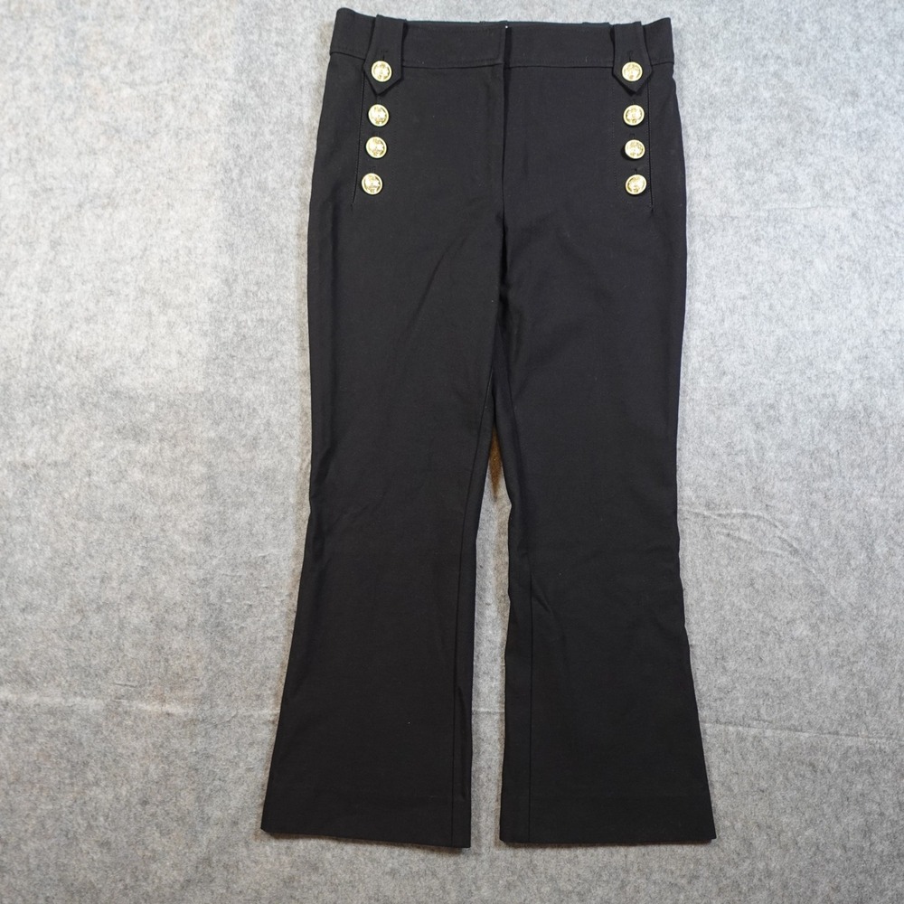 Derek Lam 10 Crosby Pants Womens 8 Robertson Flare Black Gold Button Sailor - Picture 4 of 16